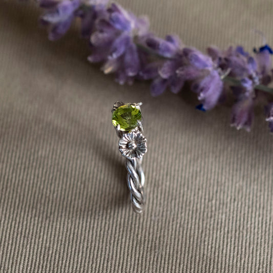 August Peridot and Poppy Ring - Hebel Design
