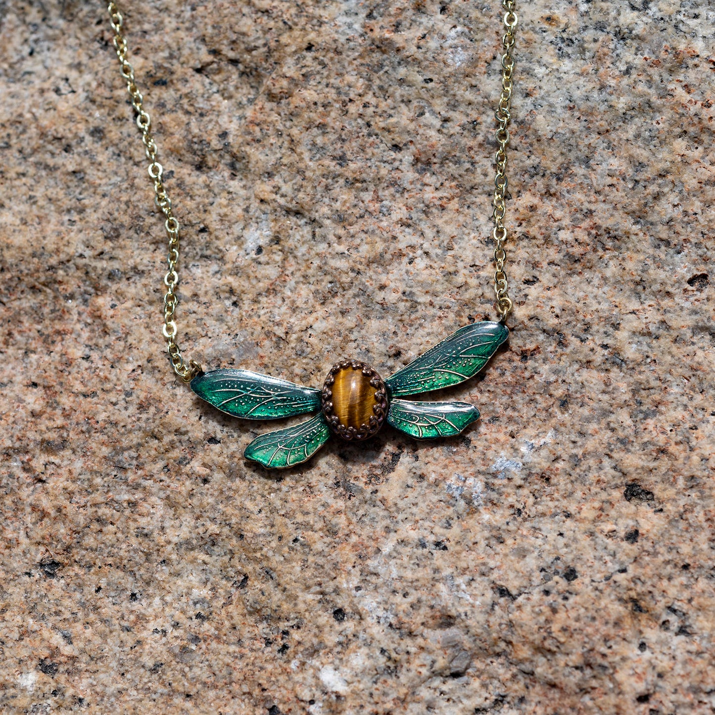 Verdant Winged Tigerās Eye Necklace - Hebel Design