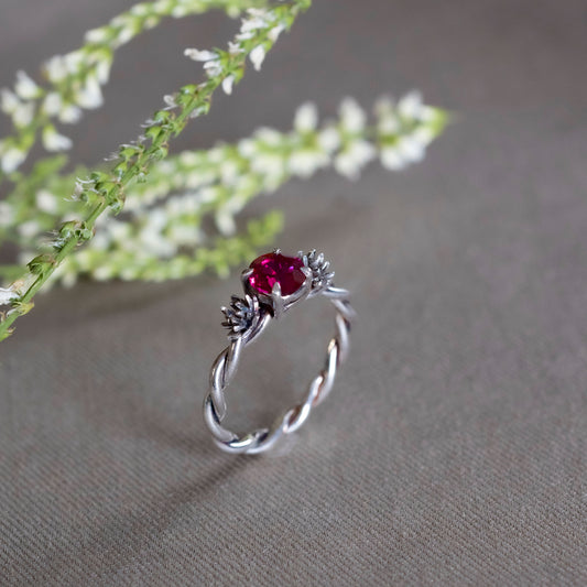 July Ruby and water lilies ring
