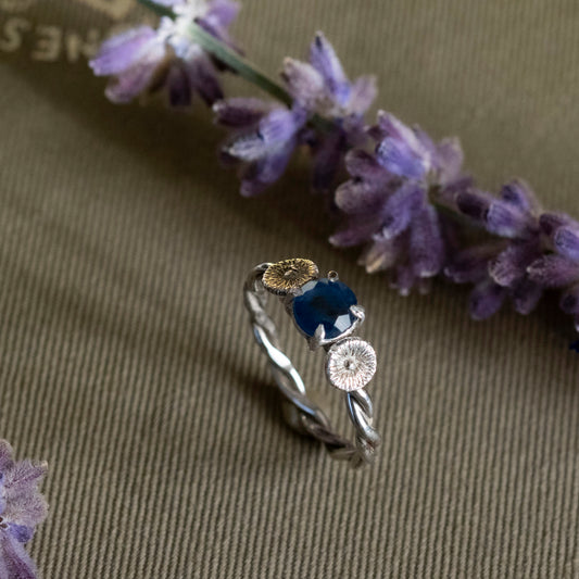 September Sapphire and Aster ring - Hebel Design