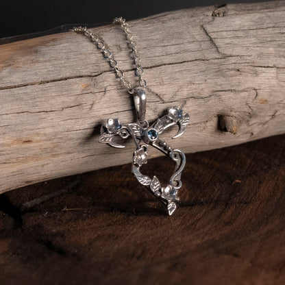 flower power rune necklace - london blue topaz
