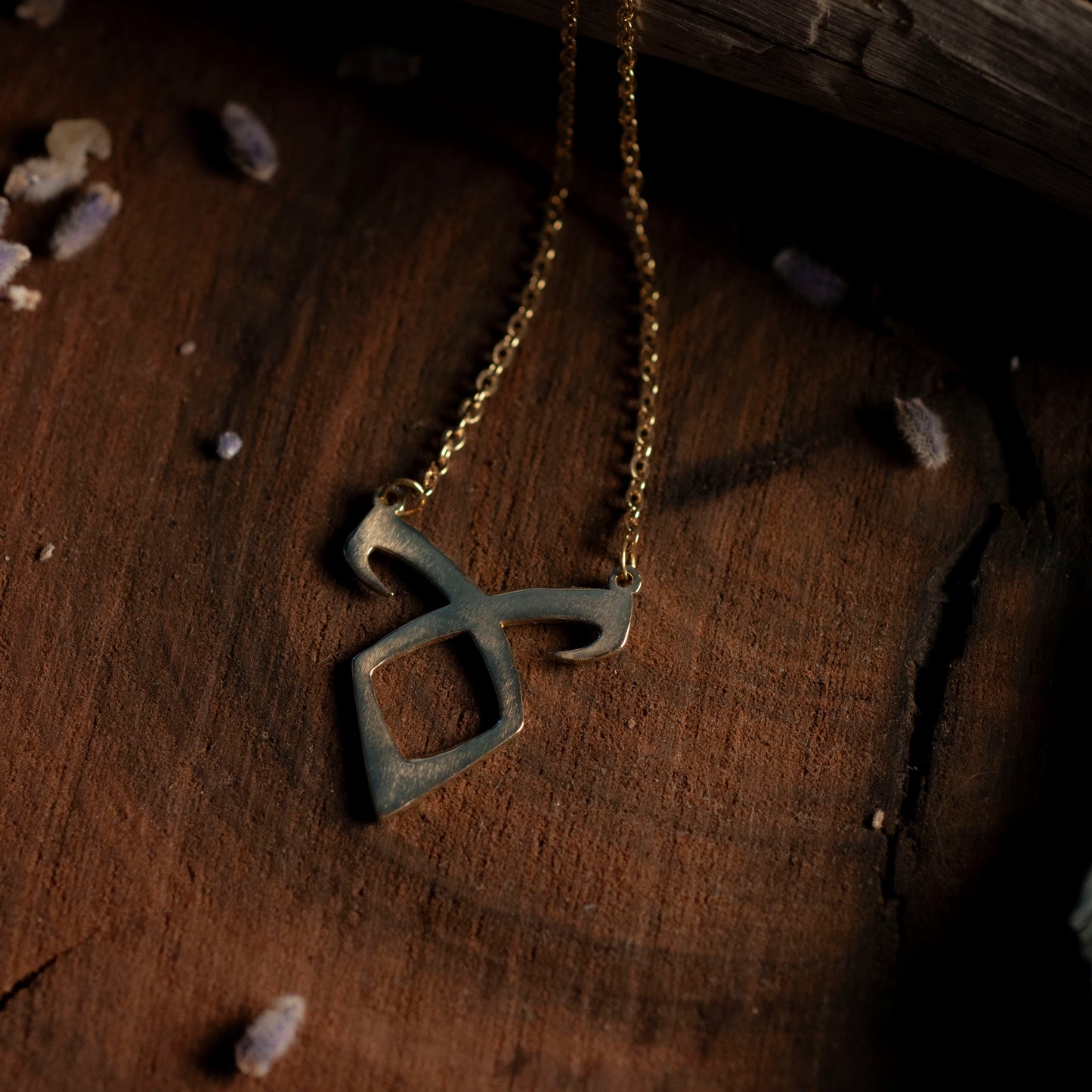 Angelic Power Rune Necklace - Brass - Hebel Design