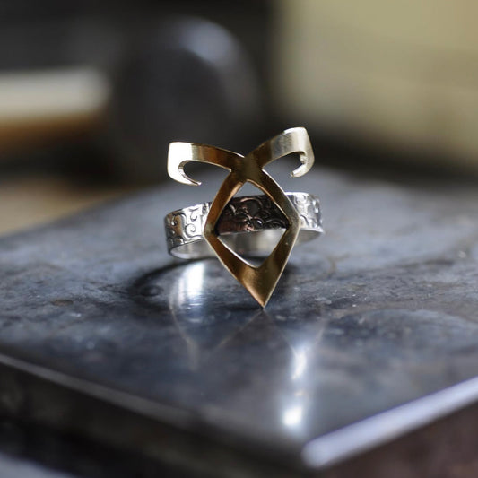 Angelic Power Rune Ring - Brass-Silver - Hebel Design