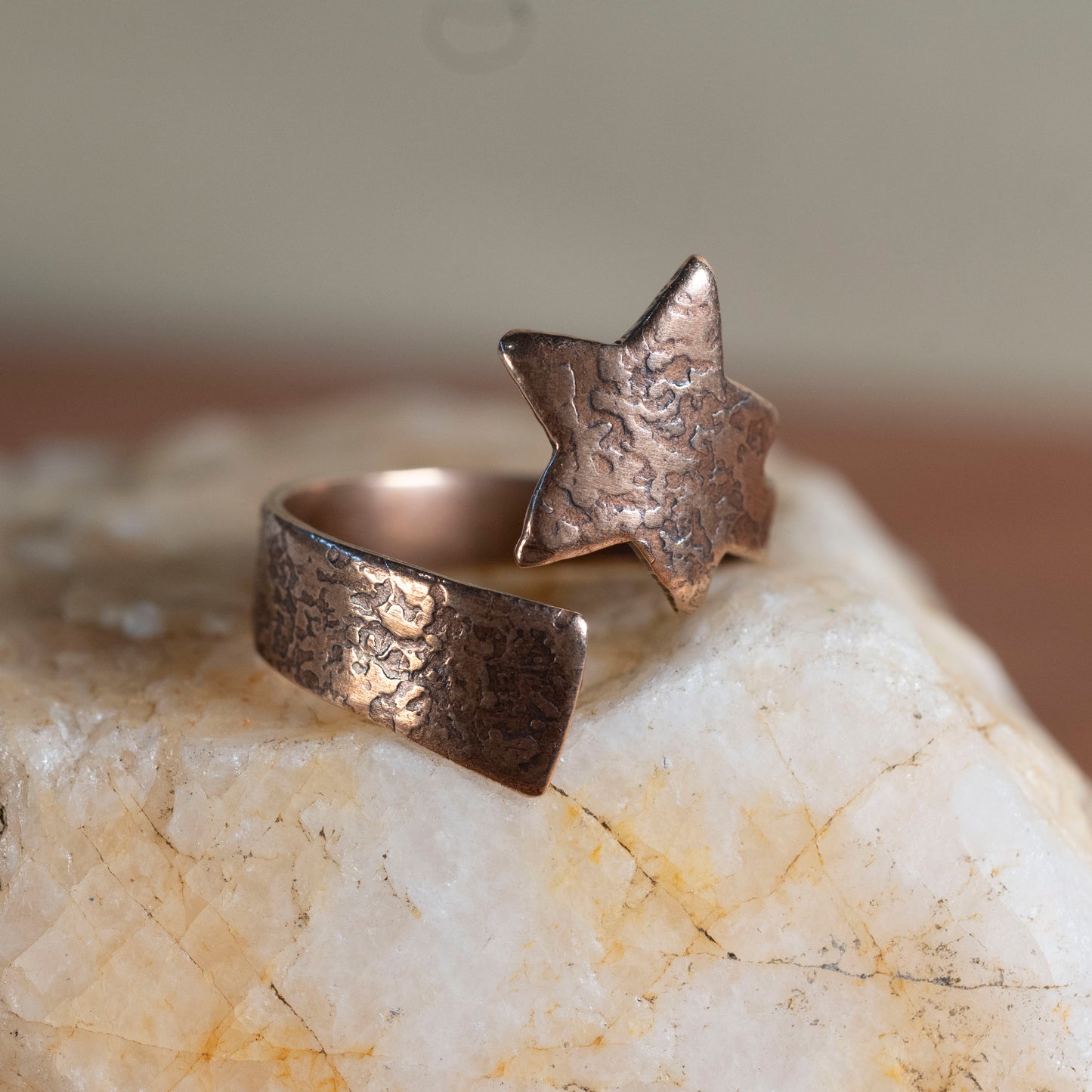 Brass and Copper Shooting star ring - Hebel Design