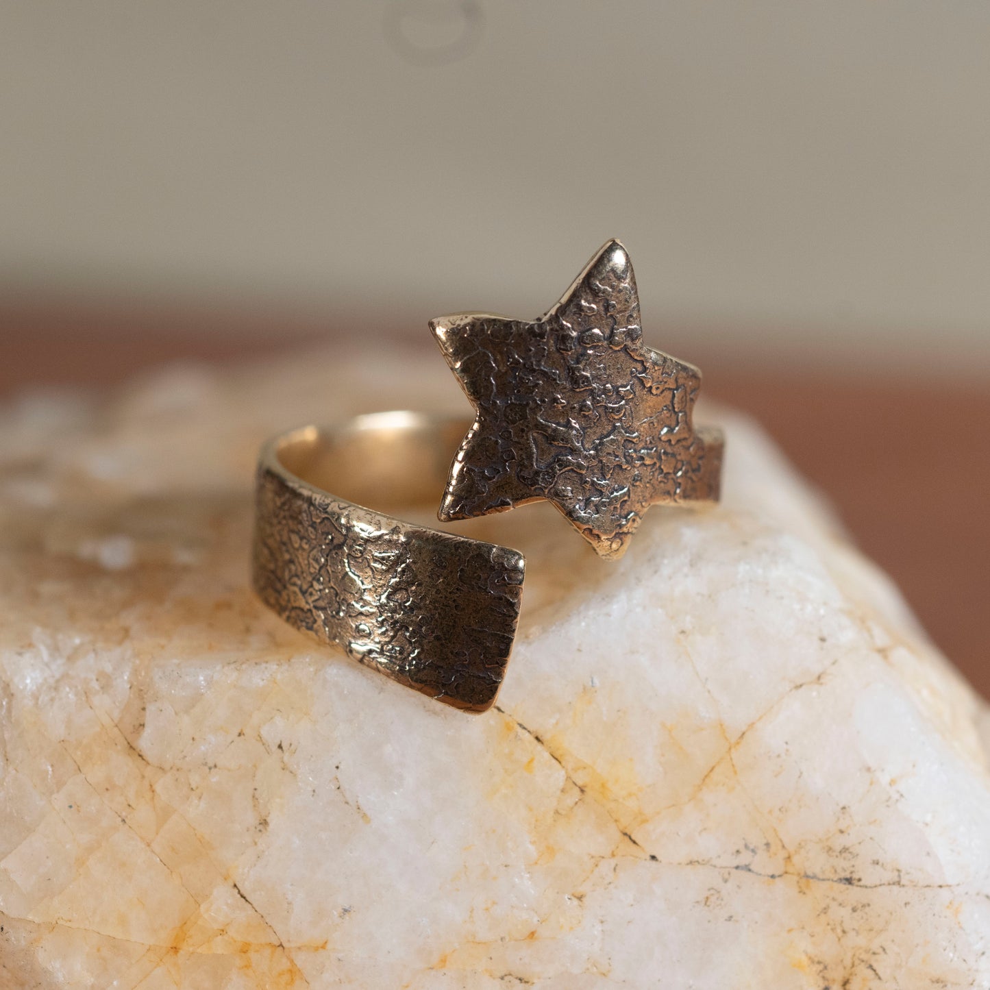 Brass and Copper Shooting star ring - Hebel Design