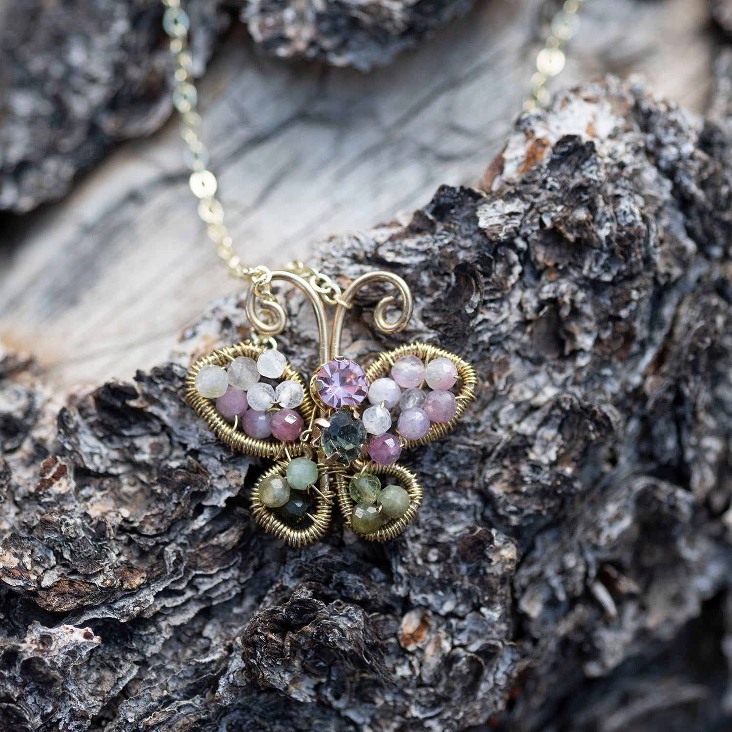 Jeweled Butterfly Necklace - Hebel Design