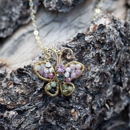 Jeweled Butterfly Necklace - Hebel Design