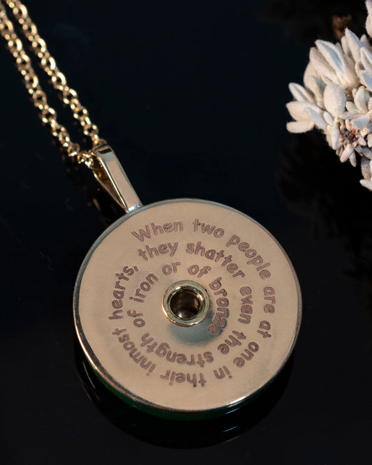 Detail of Jem's Jade Necklace Inscription