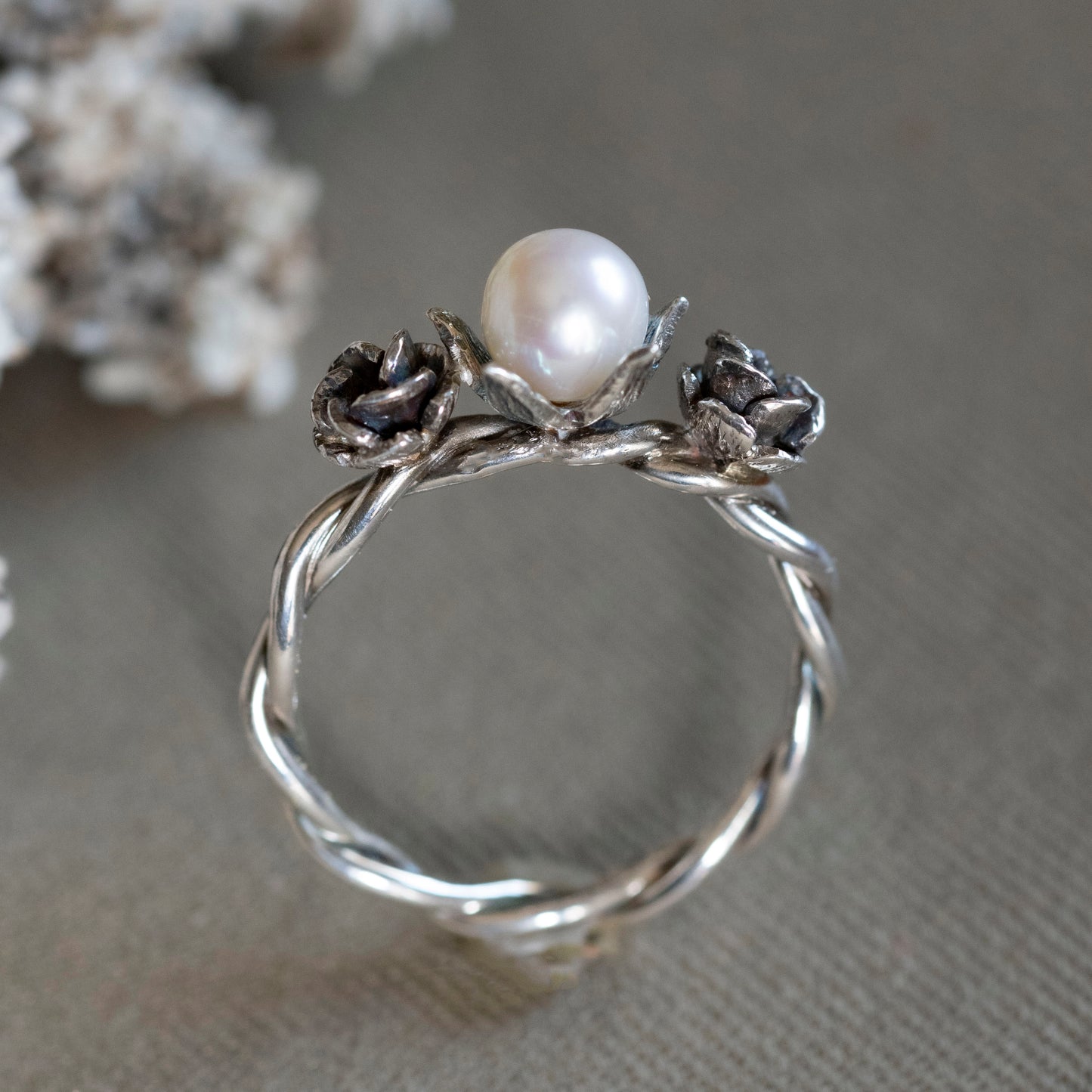 June Rose and Pearl Ring - Hebel Design