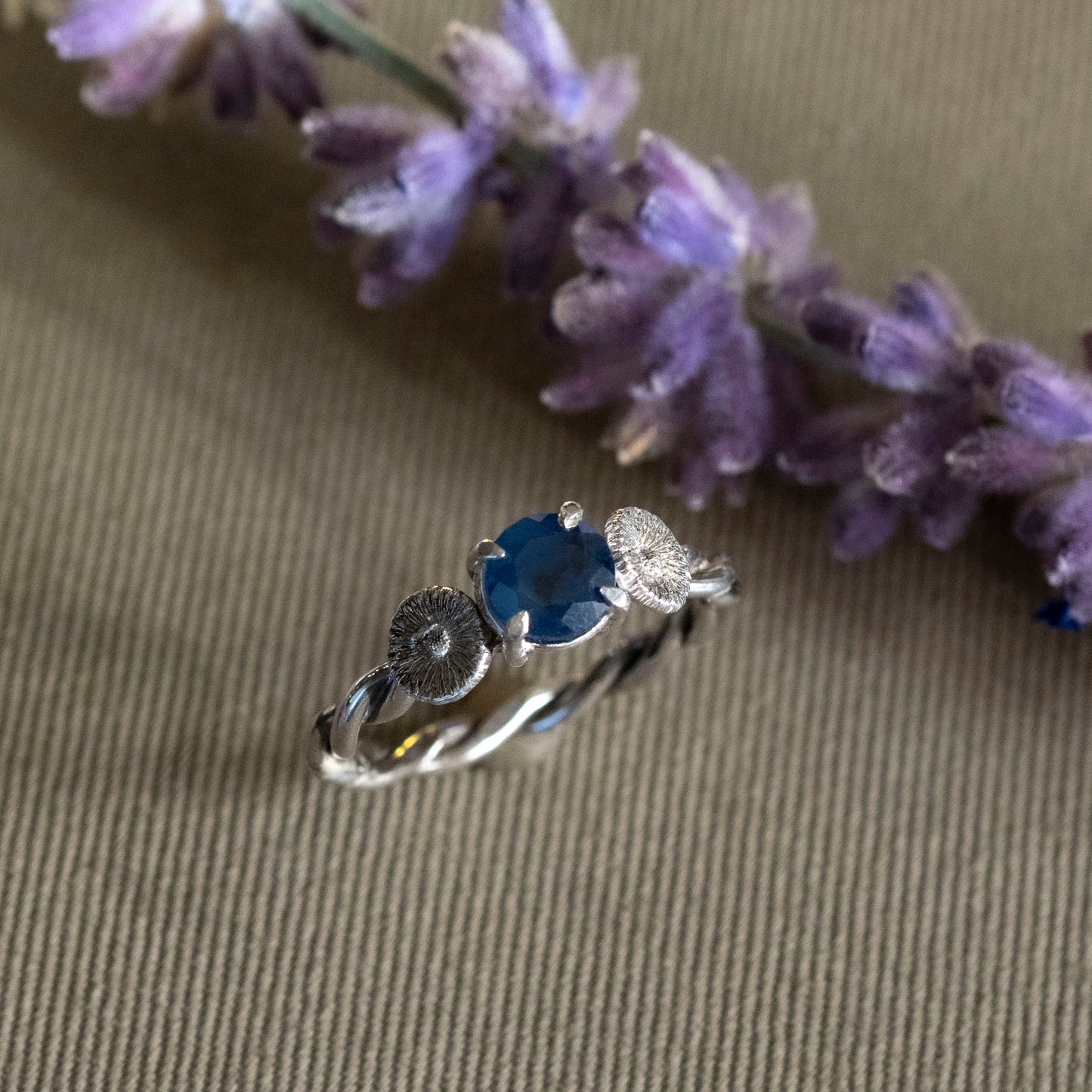 September Sapphire and Aster ring