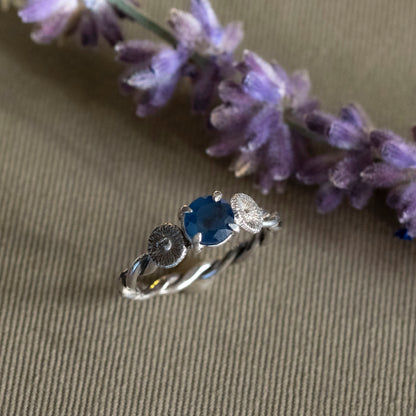 September Sapphire and Aster ring