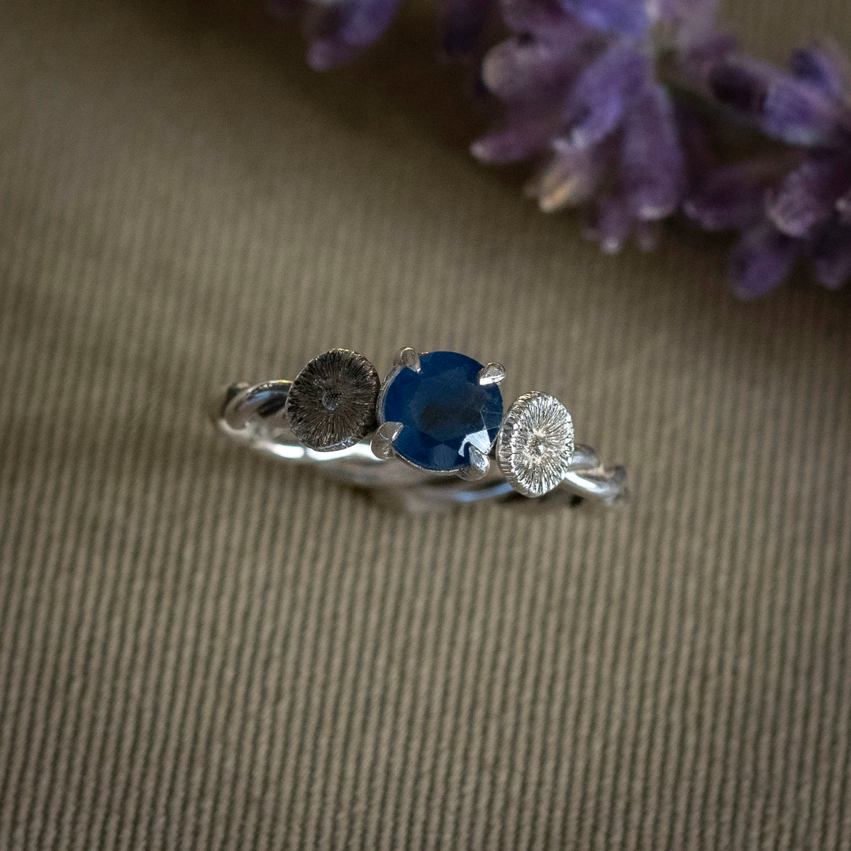 September Sapphire and Aster ring