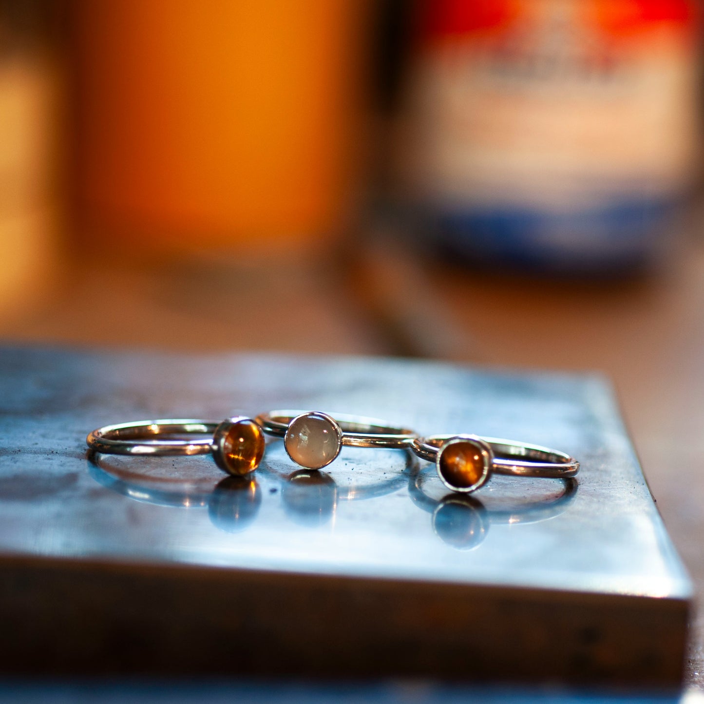  Earth tone stone stacker rings