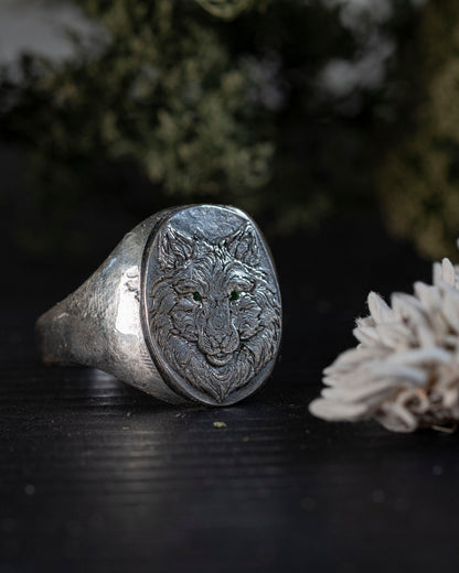 Officially licensed Wolfe family silver signet ring 